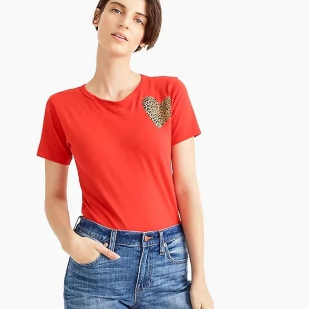 J.Crew Velvet Leopard Heart T Shirt XXS